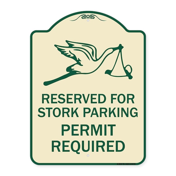 Reserved for Stork Parking Permit Required W/ Graphic Heavy-Gauge Alum, 24" x 18", TG-1824-23172